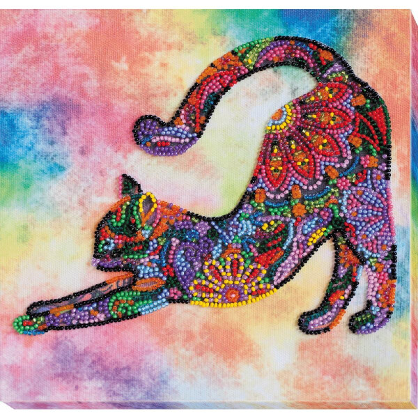 Набор для вышивания бисером с печатью Abris Art "Игривый котенок", 20x20 см