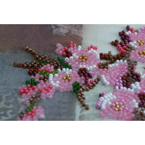 Kit au point perlé estampé Abris Art "Bâton de sakura", 20x20cm, DIY