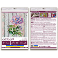 Kit di punti perle stampato Abris art "Chinese rose", 20x20cm, fai -da -te