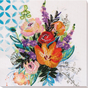 Abris Art stamped bead stitch kit "Blooming flowers", 20x20cm, DIY