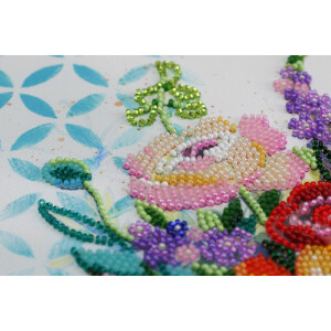 Abris Art gestempelde kraal Stitch Kit "Blooming Flowers", 20x20cm, DIY