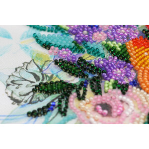 Abris Art stamped bead stitch kit "Blooming flowers", 20x20cm, DIY