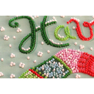 Abris Art stamped bead stitch kit "Have a lovely holidays", 20x20cm, DIY