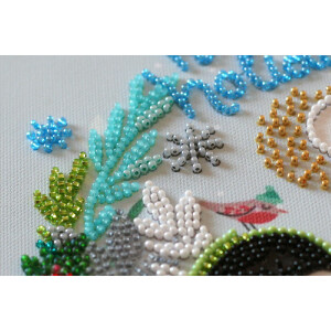 Abris Art stamped bead stitch kit "Sweet winter", 20x20cm, DIY