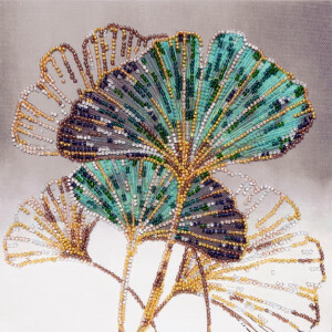 Abris Art Perlenstich Set "Smaragdgrüne Blätter", bedruckt, 20x20cm