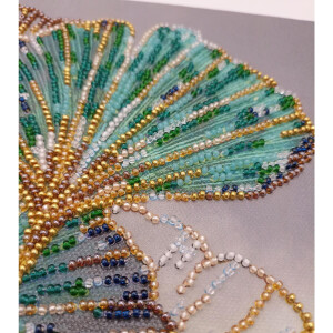 Kit di punti per talloni timbrati di Abris art "foglie di smeraldo", 20x20cm, fai -da -te