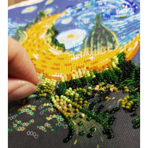 Набор для вышивания бисером с печатью Abris Art "Кипарисовая луна", 20x20 см