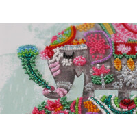 Abris Art stamped bead stitch kit "Three elephants for happiness", 46x26cm, DIY
