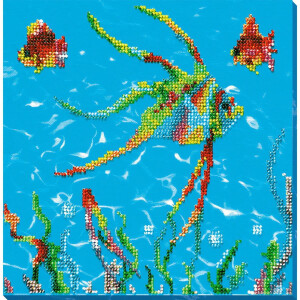 Abris Art stamped bead stitch kit "Fish – 2", 23x23cm, DIY