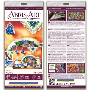 Abris Art stamped bead stitch kit "Tea set", 19x25cm, DIY