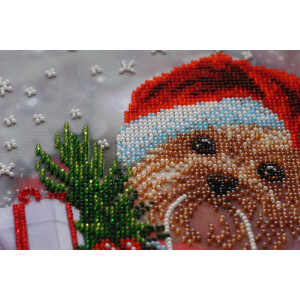 Abris Art stamped bead stitch kit "New Year`s Miracle", 25x20cm, DIY