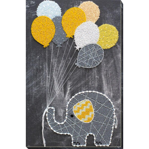 Kit au point perlé estampé Abris Art "Bébé éléphant avec ballons", 32x21cm, DIY