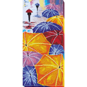 Набор для вышивания бисером с печатью Abris Art "Зонтики", 18x40 см