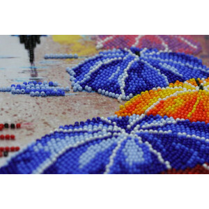 Набор для вышивания бисером с печатью Abris Art "Зонтики", 18x40 см