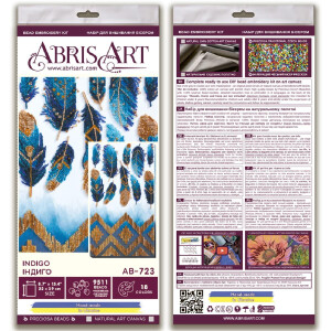 Abris Art stamped bead stitch kit "Indigo", 39x22cm, DIY