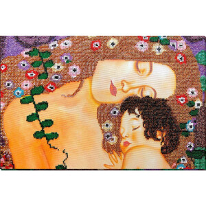 Kit di punti perle stampato Abris art "Mother and Child", 25x37cm, fai -da -te
