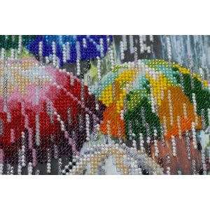 Abris Art Perlenstich Set "Fröhliche Regenschirme", bedruckt, 40x20cm