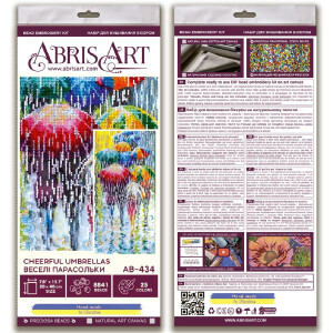 Abris Art stamped bead stitch kit "Cheerful umbrellas", 40x20cm, DIY