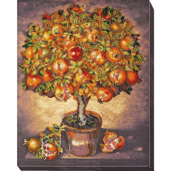 Kit di punti perle stampato art art "Tree di melograno", 39x31 cm, fai -da -te