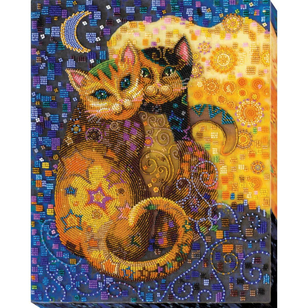 Kit di punto per tallone stampato Abris Art "Cats Kiss", 36x28cm, fai -da -te