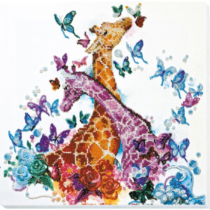 Kit de point de perle estampé Abris Art "Girafes tachetées", 30x30cm, DIY