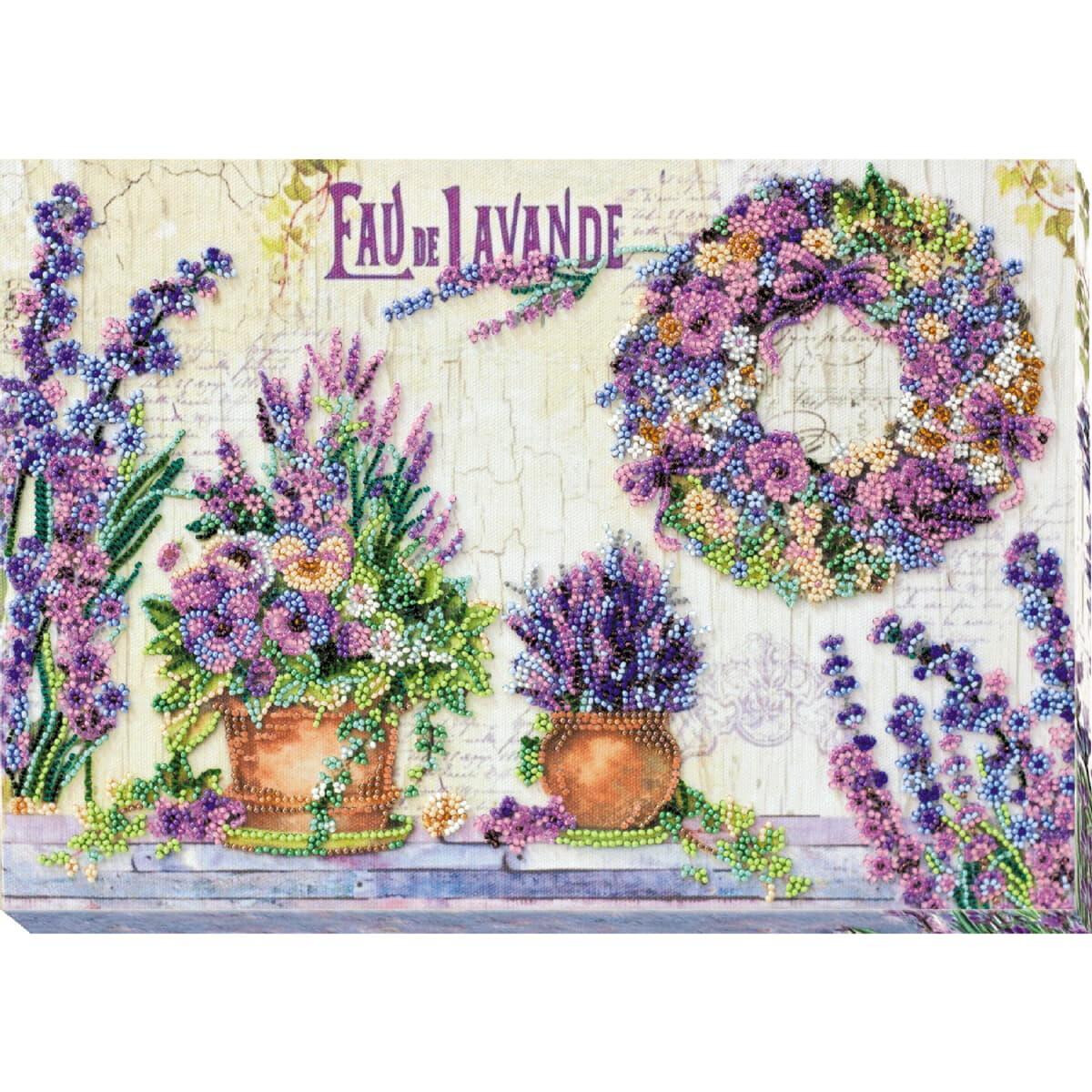 Kit di punti perle stampato Abris Art "Lavender...