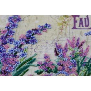 Abris Art stamped bead stitch kit "Lavender chantilly", 24x34cm, DIY