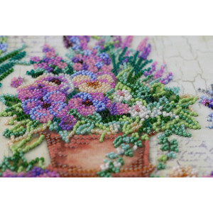 Kit di punti perle stampato Abris Art "Lavender Chantilly", 24x34cm, fai da te