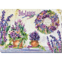 Abris Art gestempelde kraal Stitch Kit "Lavender Chantilly", 24x34cm, DIY