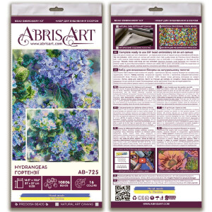Abris Art stamped bead stitch kit "Hydrangeas", 27x37cm, DIY
