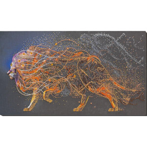 Kit au point perlé estampé Abris Art "Lion doré", 30x53cm, DIY