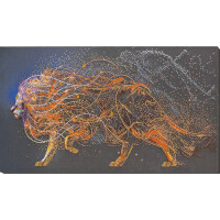 Kit di punti perle stampato Abris art "Golden Lion", 30x53cm, fai -da -te