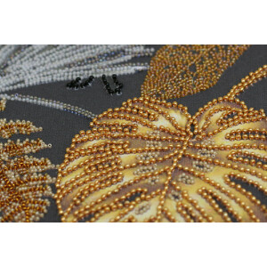 Kit de point de perle estampé Abris Art "Golden Tropics", 30x30cm, DIY