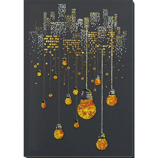 Abris Art kit de puntada con abalorios estampados "Noche de lámpara", 41x29cm, DIY