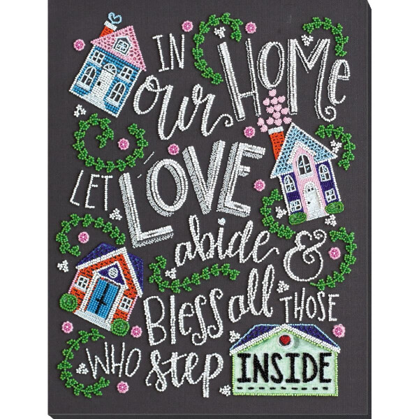 Abris Art stamped bead stitch kit "Love in the house", 40x30cm, DIY