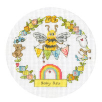 Bothy Threads counted cross stitch kit "Baby Bee", XETE11P, Diam. 17,5cm, DIY