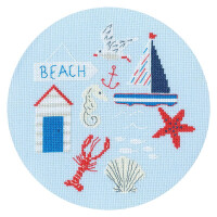 Bothy Threads kit punto croce contato "Spiaggia", XJH2P, diam. 17,5 cm, fai da te