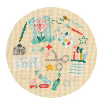 Bothy Threads counted cross stitch kit "Craft", XJH7P, Diam. 17,5cm, DIY