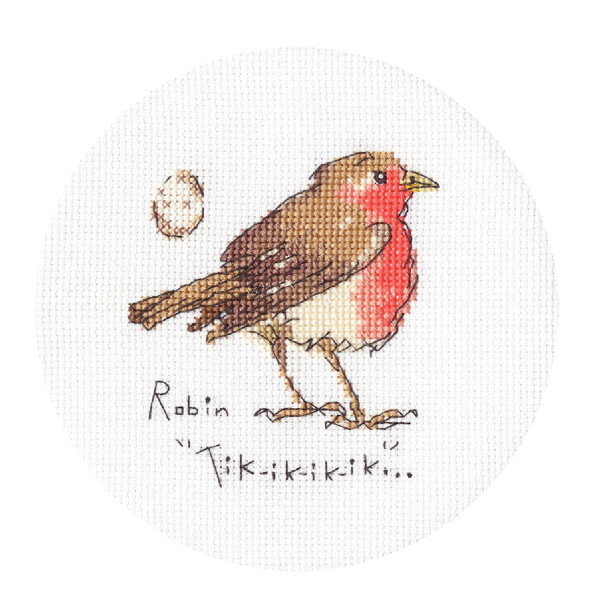Kit de punto de cruz contado Bothy Threads "Little Robin", XMF4P, Diam. 12 cm, bricolaje