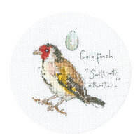 Bothy Threads counted cross stitch kit "Little Goldfinch", XMF7P, Diam. 12cm, DIY