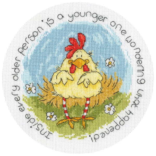 Bothy Threads counted cross stitch kit "Spring Chicken", XMS39, Diam. 17,5cm, DIY