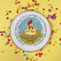 Bothy Threads counted cross stitch kit "Spring Chicken", XMS39, Diam. 17,5cm, DIY