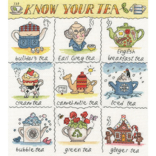 Bothy Threads counted cross stitch kit "Know Your Tea", XHS16, 26x29cm, DIY