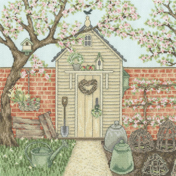 Bothy Threads counted cross stitch kit "Potting Shed", XSS19, 26x26cm, DIY