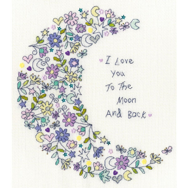 Bothy Threads counted cross stitch kit "Love You To The Moon", XKA22, 21x24cm, DIY