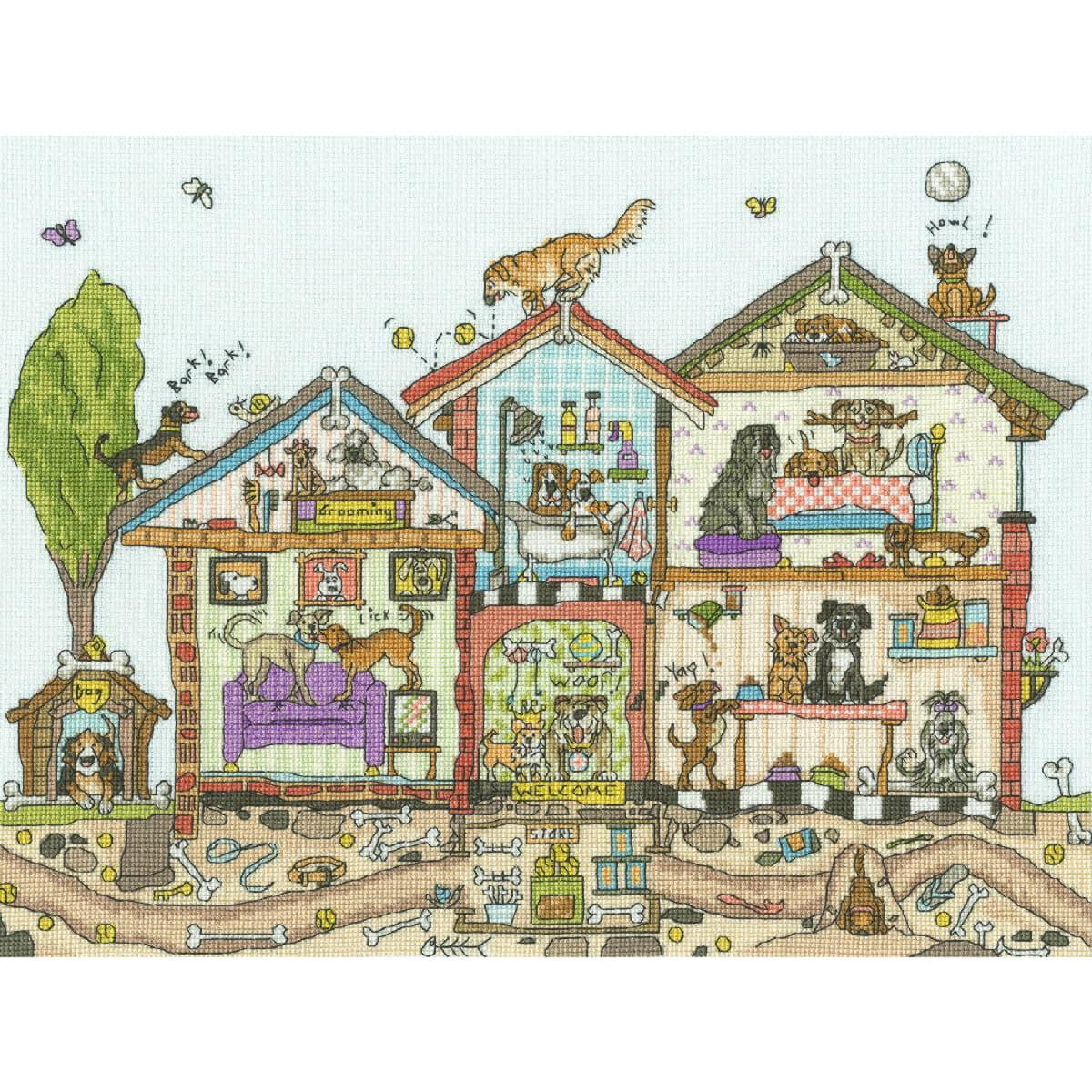 A whimsical dolls house with several rooms filled with...
