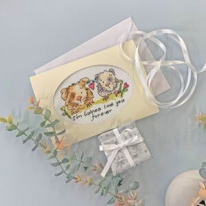 Bothy Threads  greating card counted cross stitch kit "Im Guinea Love You Forever", XGC41, 13x9cm, DIY