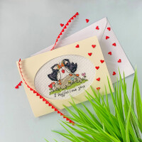Bothy Threads  greating card counted cross stitch kit "I Puffin Love You", XGC42, 9x13cm, DIY
