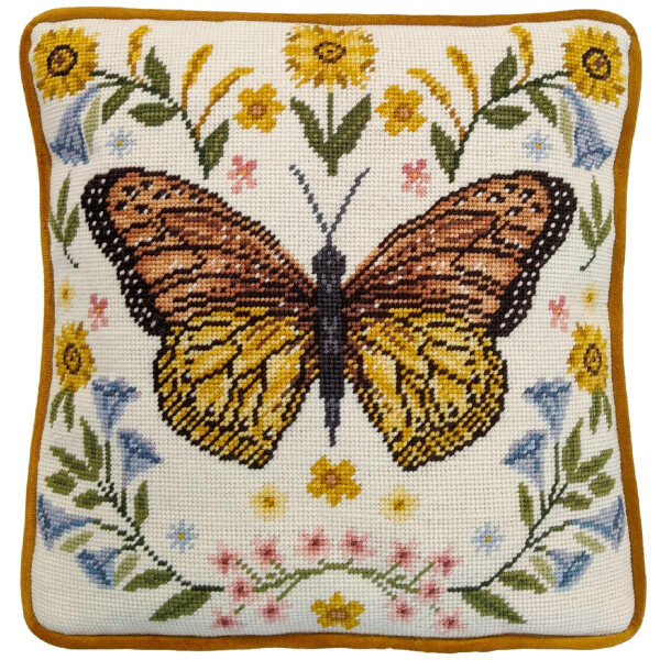 Bothy Threads Gobelin borduurkussenset "Botanische vlinder", voorbedrukt borduurbeeld, TAP13, 36x36cm
