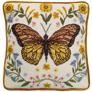 Bothy Threads Gobelin-Stickkissen Set "Botanischer Schmetterling", Stickbild vorbedruckt, TAP13, 36x36cm